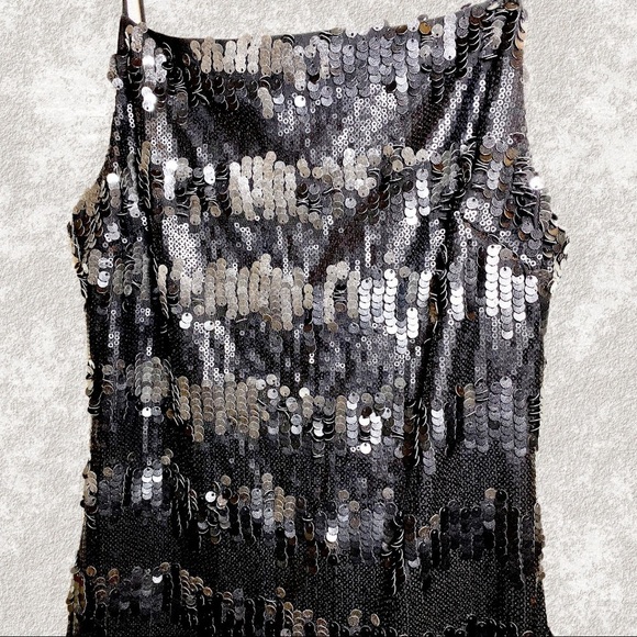 BLACK SWAN Gunmetal Metallic Sequined Mini Party Dress, Size Small - Picture 3 of 10